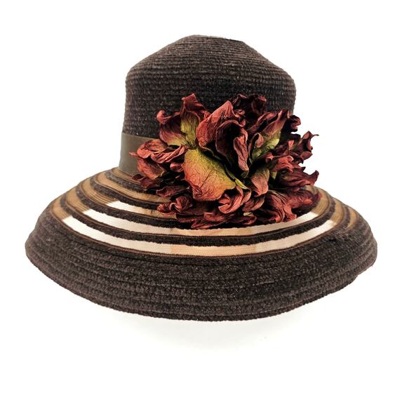 Derby Fascinator Floral Bowler & Wide Brim Dress Hat Wedding Church Brown Fall main image 8